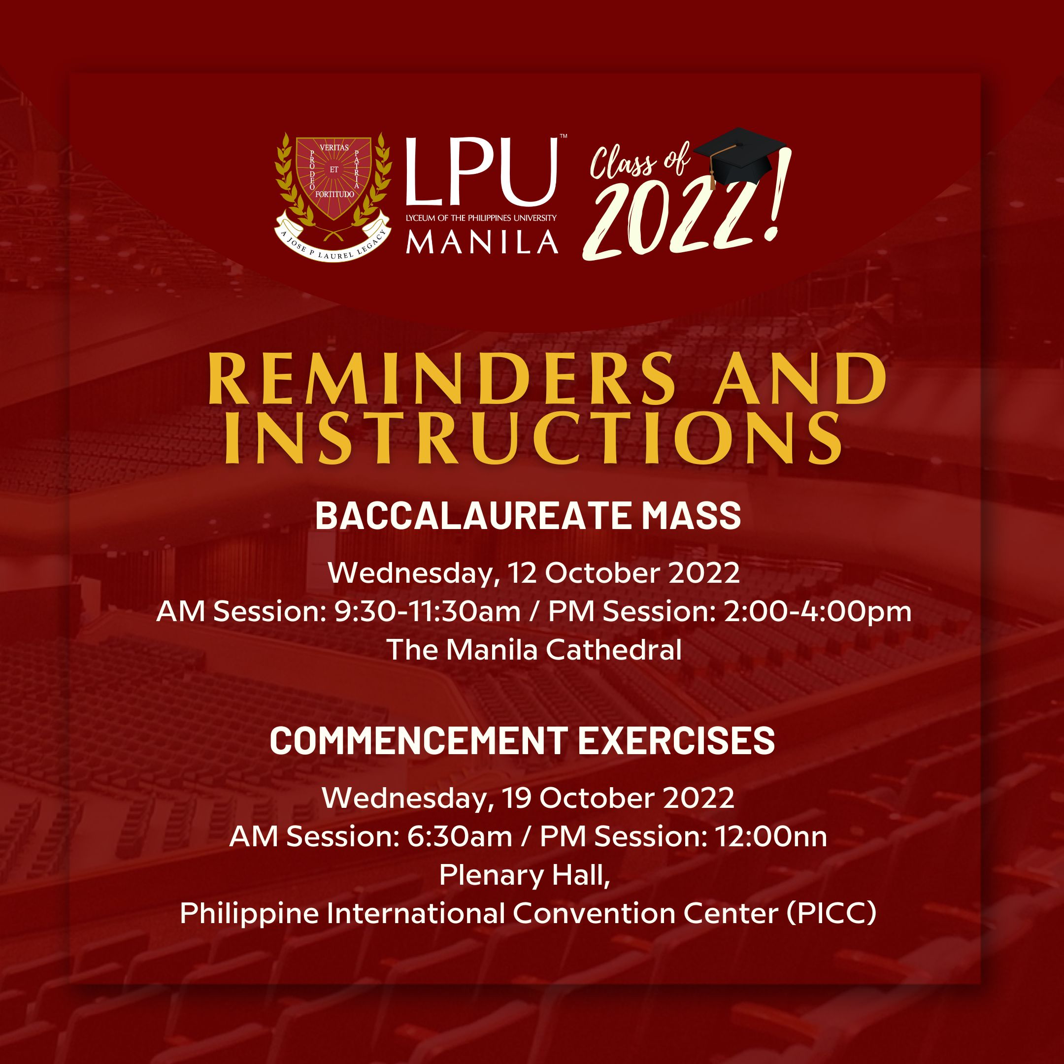 Reminders to Candidates for Graduation Lyceum of the Philippines