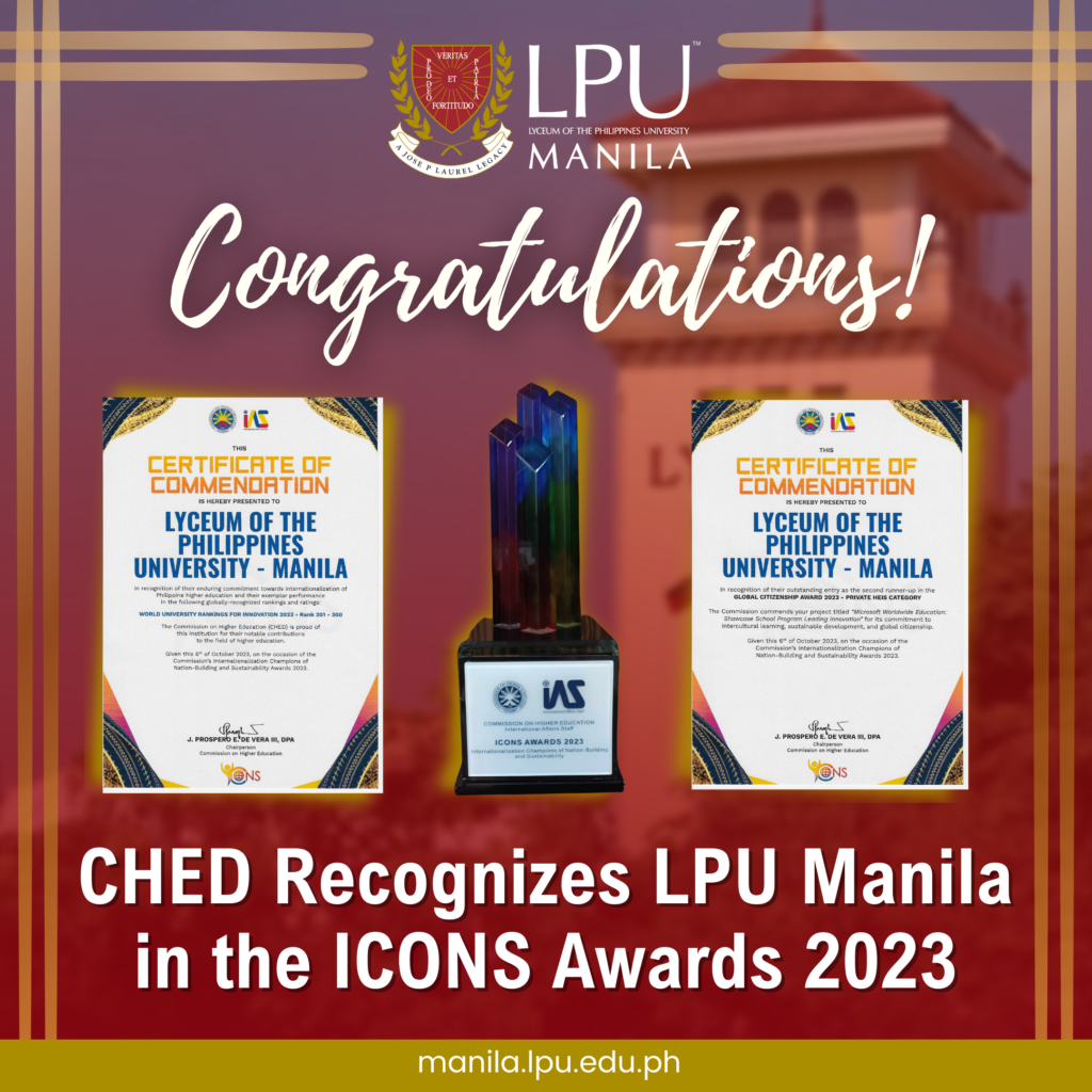 CHED Recognizes LPU Manila in the ICONS Awards 2023 Lyceum of the