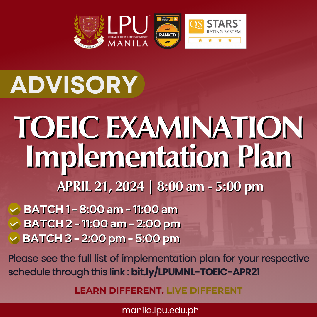 TOEIC Exam Implementation Plan –  April 21, 2024