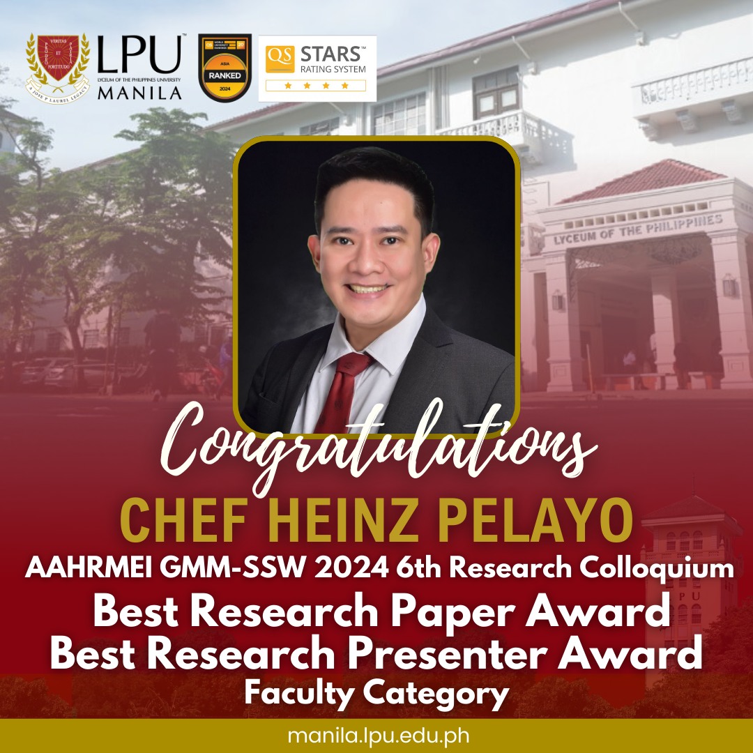 Congratulations, Chef Heinz Pelayo!