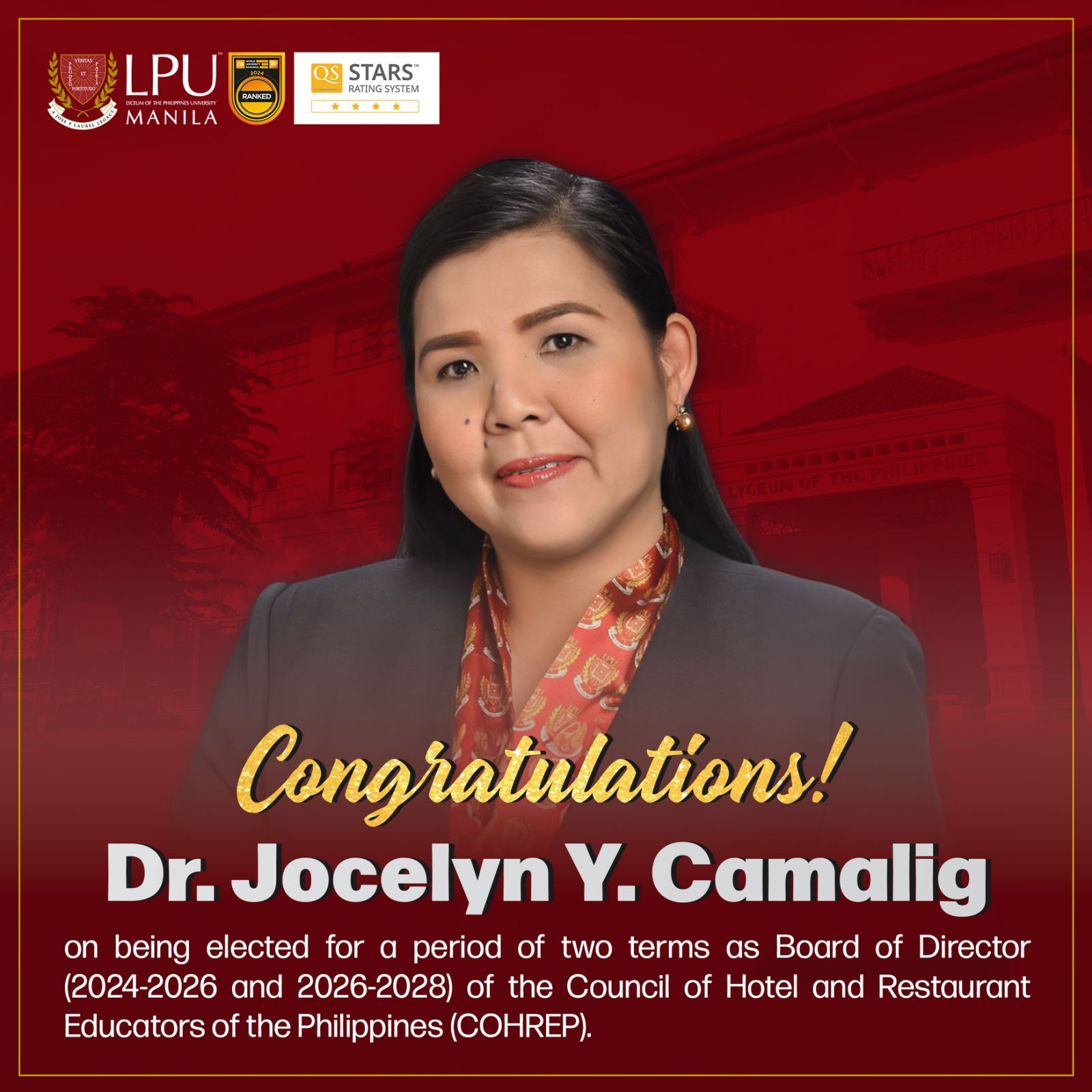 Congratulations, Dr. Jocelyn Y. Camalig!