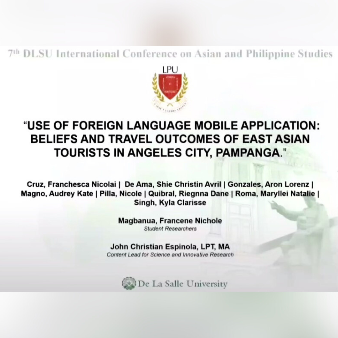 SHS ABM Tourism Research Project Presented in the 7th International Conference on Asian and Philippine Studies