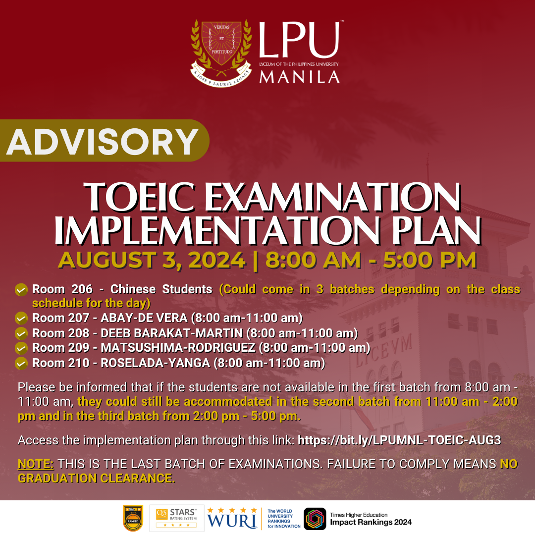 TOEIC Implementation Plan – August 3, 2024