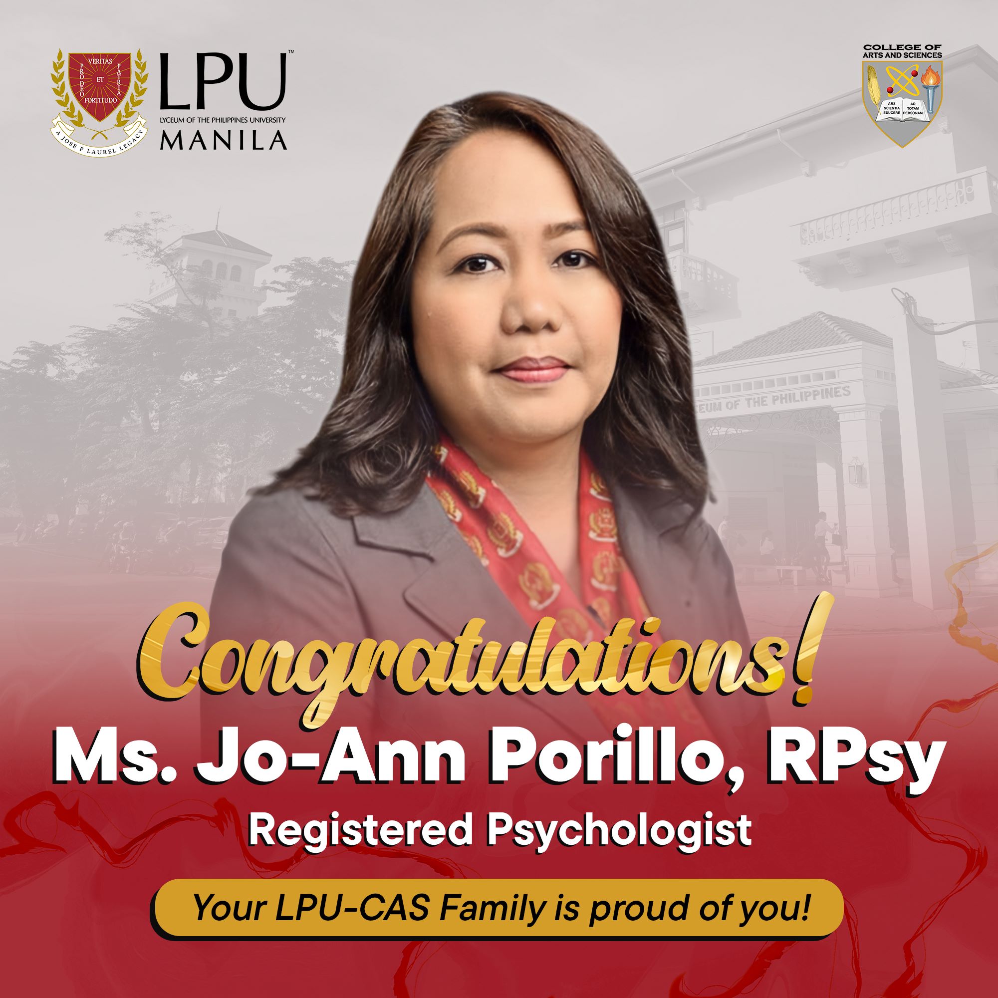 Congratulations, Dr. Jo-Ann Porillo, RPsy!